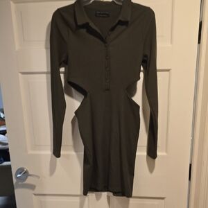 Urban Outfitters Khaki Ribbed Dress